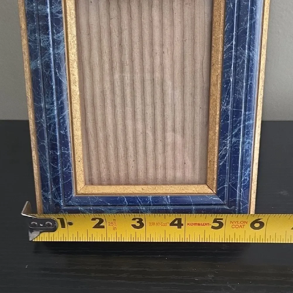 Elegant Blue and Gold Picture Frame
